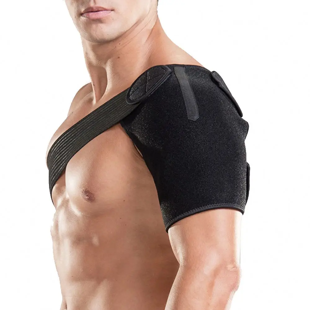 

For Injury Pain Adjustable Single shoulder compression sleeve shoulder posture brace shoulder support wrap, Black