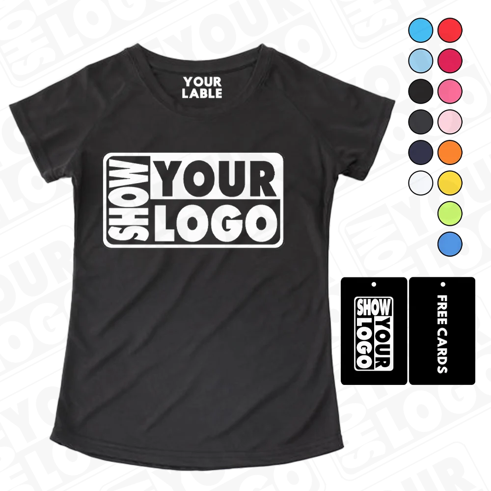 CB110-TSPL Summer Custom Printing Women's 100% Polyester Quick-Dry Sport T Shirts Breathable Blank Gym Running Plain T Shirts