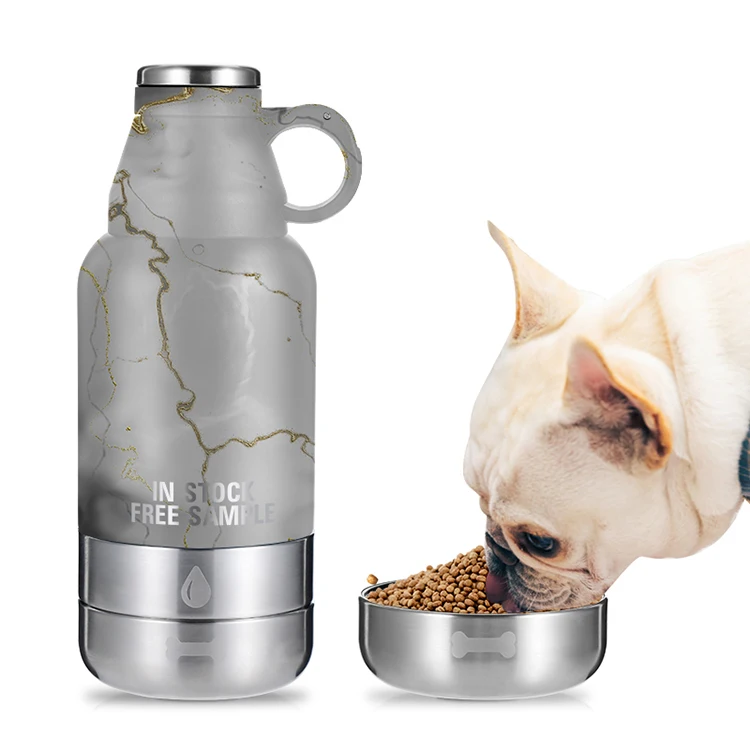 

3 in 1 dog portable bowl Double Wall Stainless Steel Leak Proof Sports 32oz with water bottle with food containers feeder bowl, Customized color