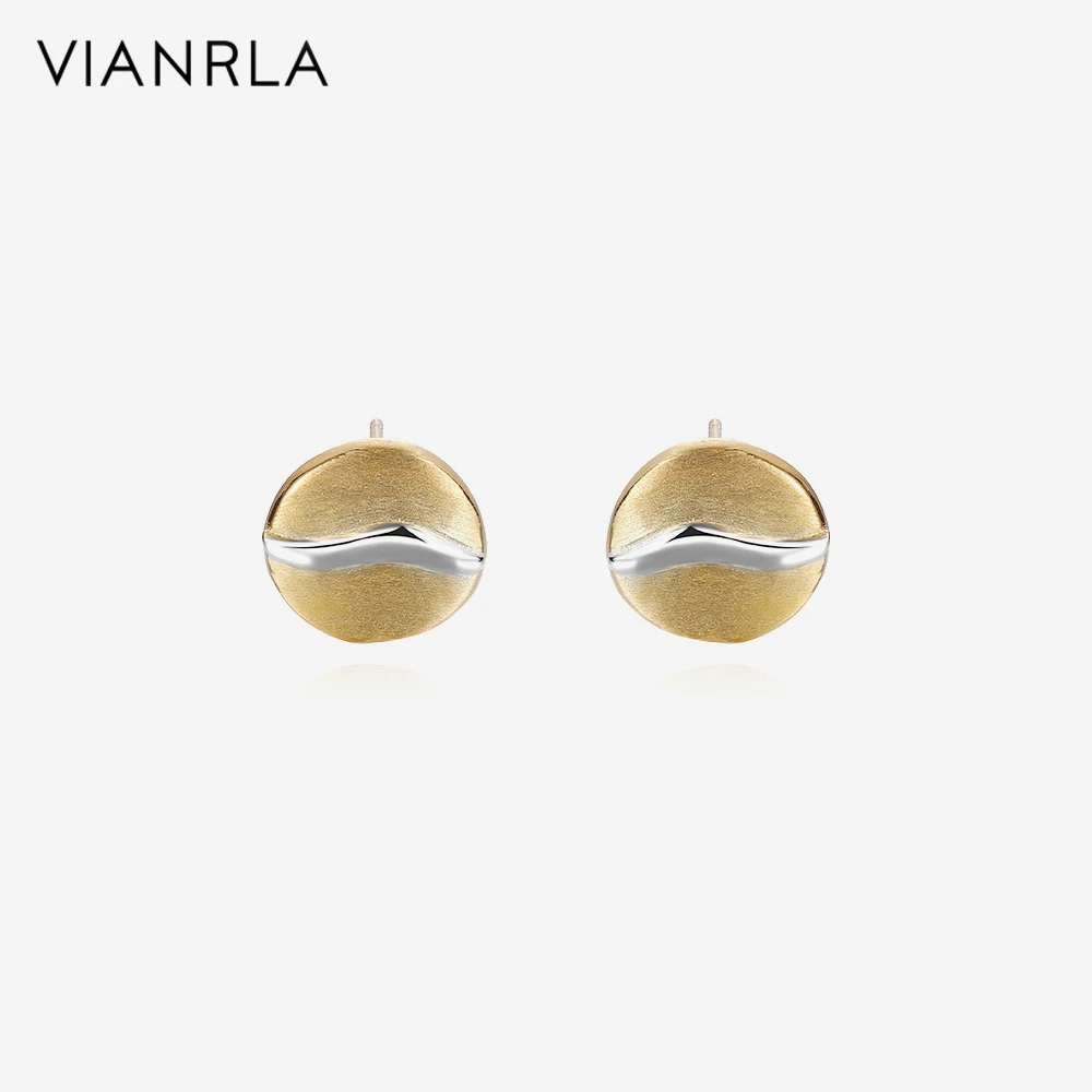 

VIANRLA 925 Sterling Silver Jewelry Ear Studs 18k Earring Silver Two Color Circular Share For Women Wholesale