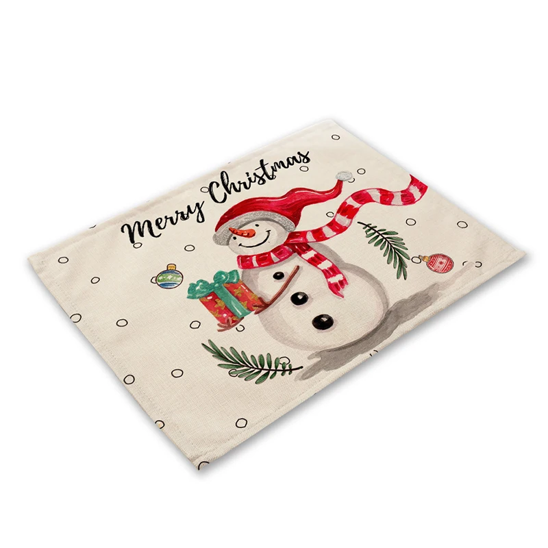 

Nice Quality Single Side Printed Xmas Party Decoration Cotton Linen Heat-Resistant And Waterproof Fabric Placemats