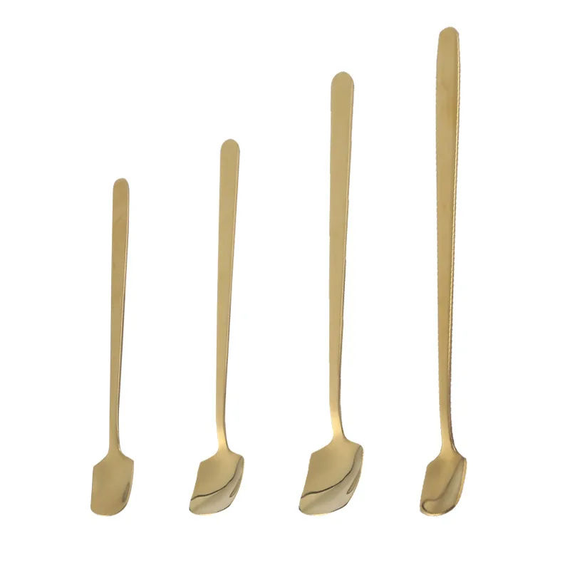 

Stainless steel square head coffee mixing ice spoon, Rose gold