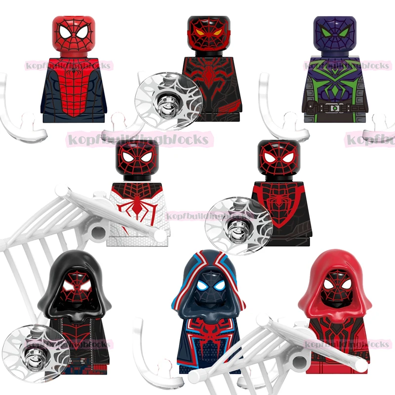 

G0120 Super Heroes Movie Spider Miles Morales 2099 Suit End Classic Crimson Cowl Suit Man Mini Bricks Building Block Figure Toy