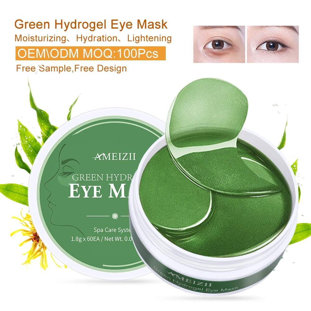 

Custom Logo Seaweed Sleeping Eye Patch Parches De Ojos Crystal Under Eyemask Anti Wrinkle Dark Circle Removal Green Eye Mask