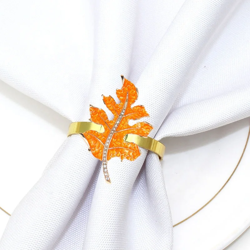 

Maple Leaf Napkin Ring Holders for Christmas Holiday Party Wedding Dinner Decor Favor HWL58