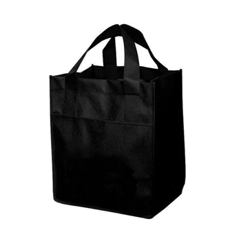 Extra Large Black Cheap Non-woven Bag Reusable Eco-friendly Recycled Material Tote Shopping Bag ...