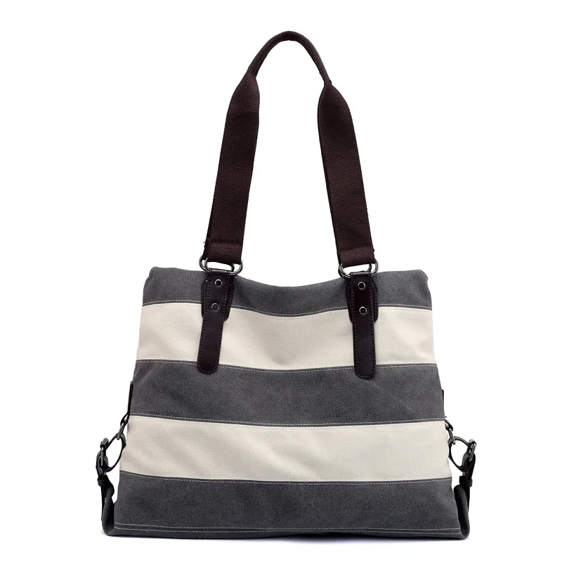 

Single shoulder bag women's casual contrast stripe women's handbag fashion splicing canvas women's bag, Customizable