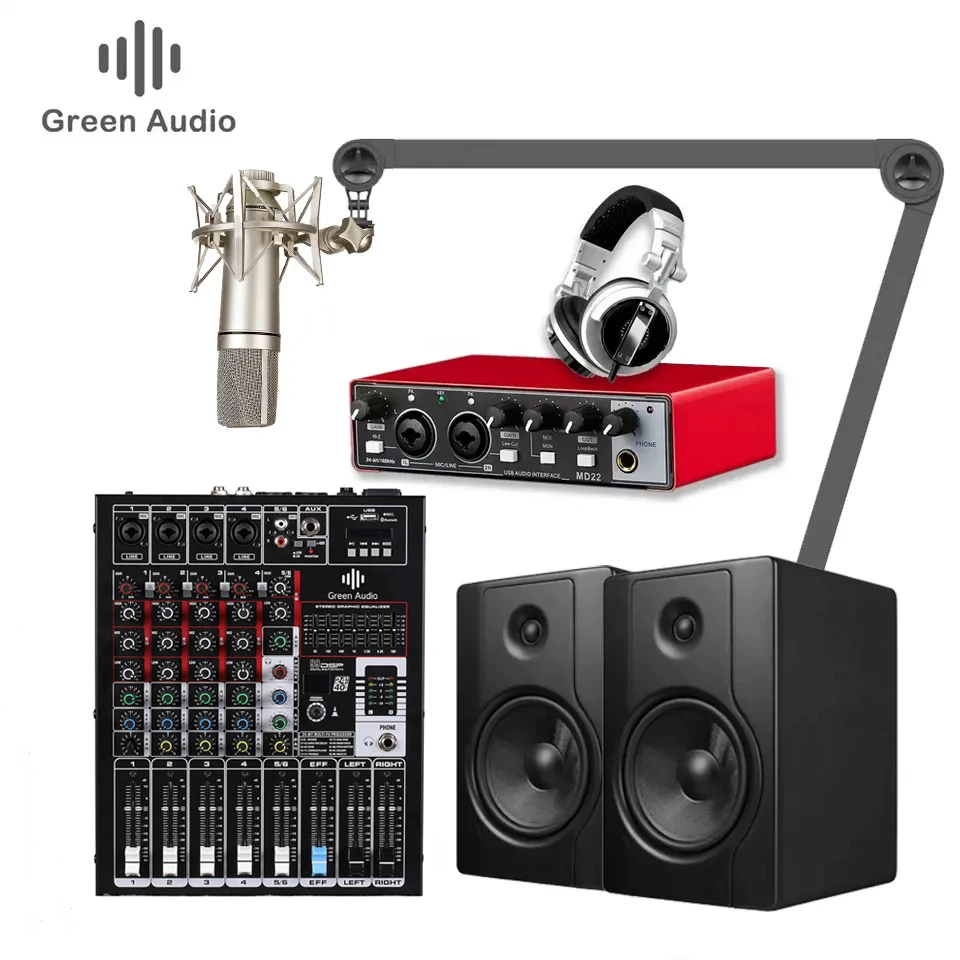 

The Newest Professional Audio Set Music Home Studio Monitors Recording Mic Microphone Headphones Equipment Kit