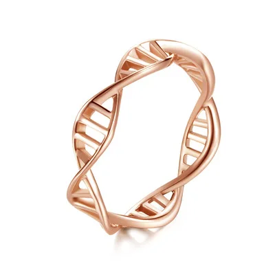 

Personalized Hollow Band Ring Jewelry DNA Pattern Silver Rose Gold Plated Stainless Steel Ring for Women Girls Gifts