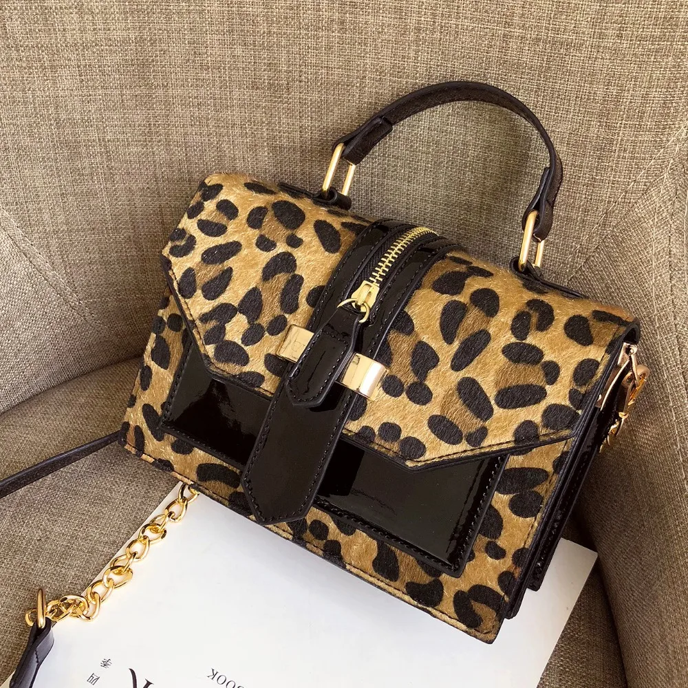

2021 Wholesale New Arrivals Fashion Leopard Pattern Chain Shoulder Small Leather Handbags for Women