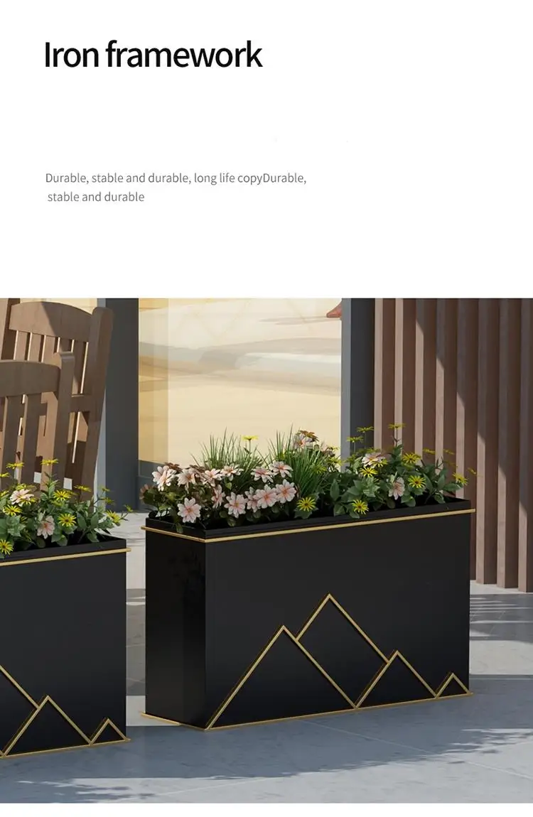 Customized Wrought Iron Outdoor Flower Box Commercial Street Outdoor