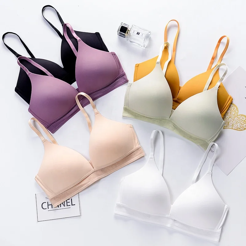 

Hot Sexy Mature Solid Color Simple Comfortable Push Up Women Bra, Black,yellow,green,purple,beige,white