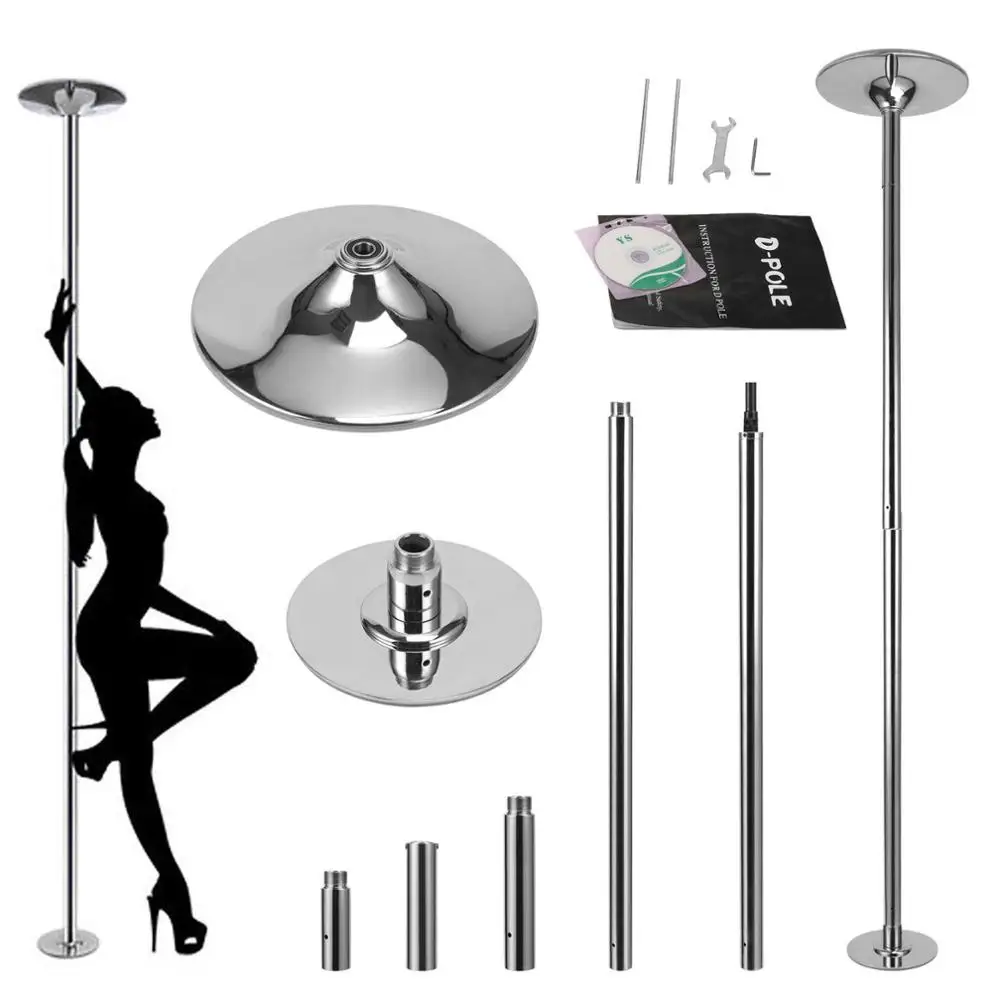 

Pole Dance 360 Spinning and Static Dancing Pole Kit Portable Pole Fitness 45mm, Silver/gold