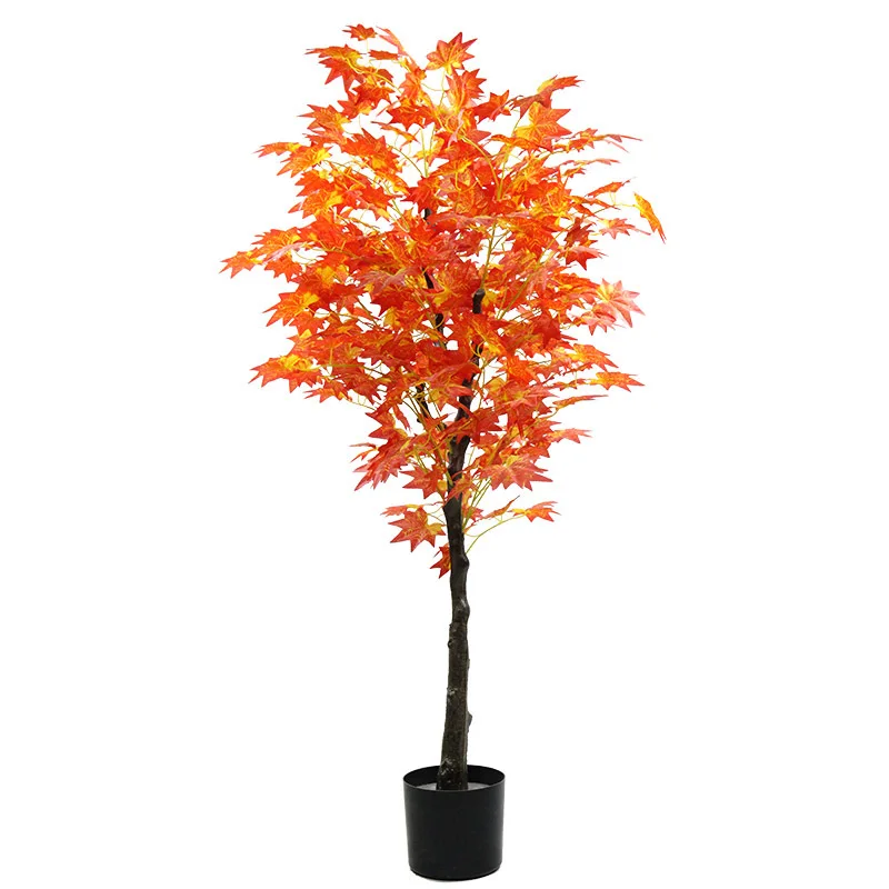 

Home Garden Decor Faux Potted Bonsai Plant Tree Artificial Plastic Red Japanese Maple Leaf Tree, Shown