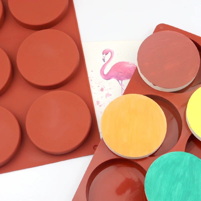 

362 factory stock 6 hold big round shape silicone cake mold, silicone candle molds, soap making molds