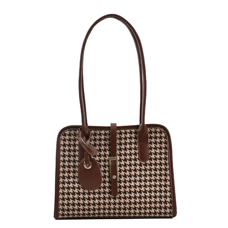 

Factory Wholesale Fashion PU Leather Handbag Women Houndstooth Leopard Shoulder Bag, 4colors