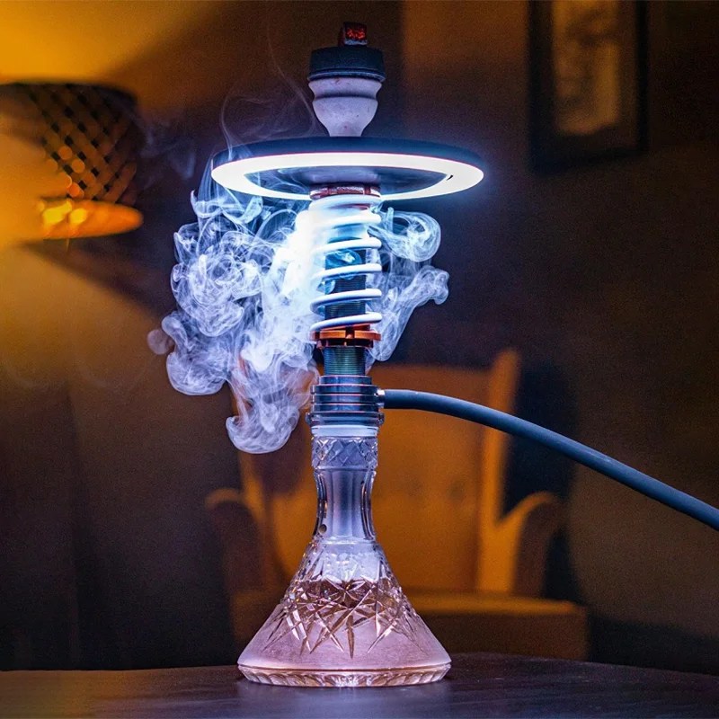 

2021 Wholesale 6 inch Hookah Accessories Decorative Remote Control 16 Colors Led Ring Lamp for Hookah Shisha