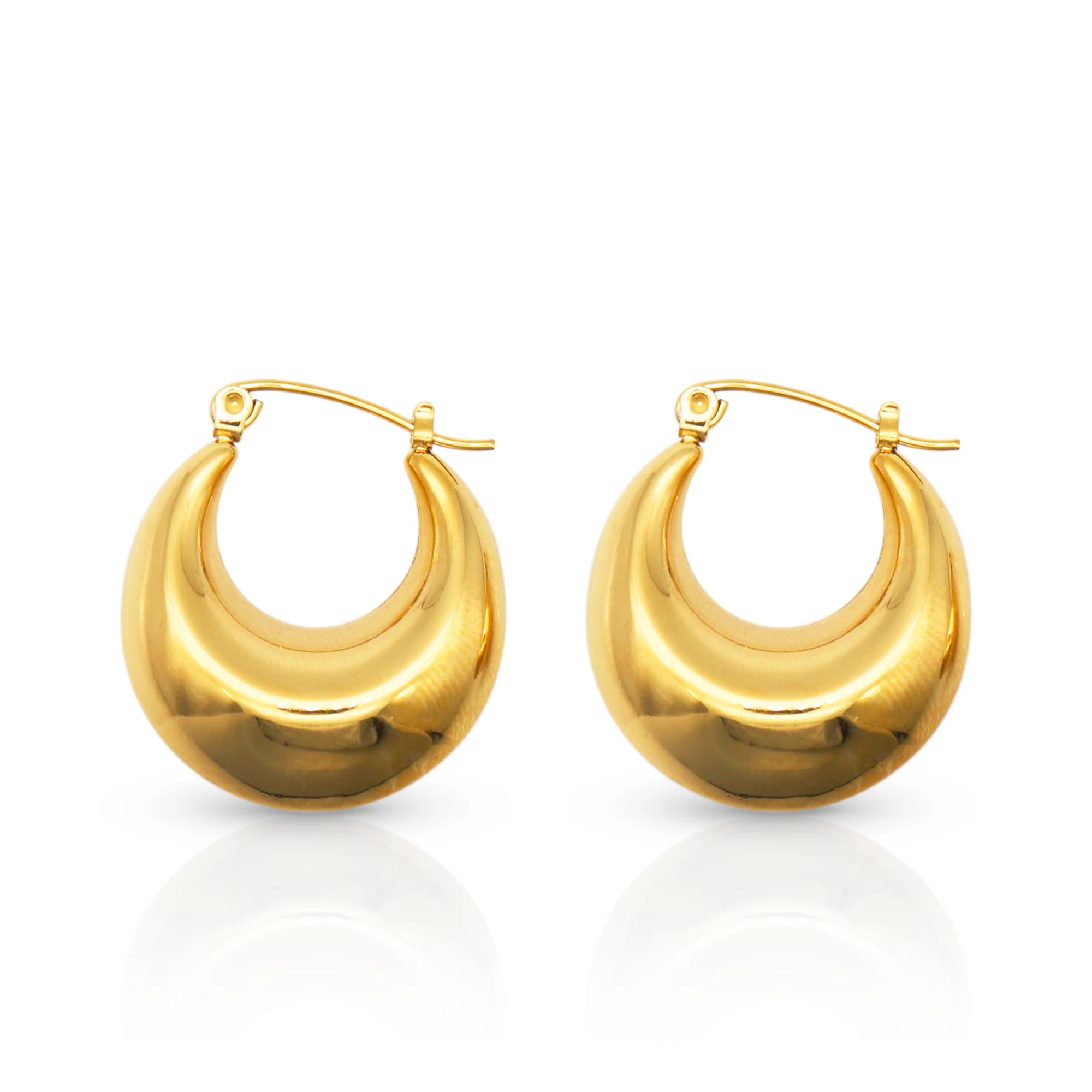 Chris April in stock 316L Stainless Steel PVD gold plated minimalist hollow hoop earring