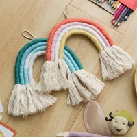 

New launching macrame art children home decoration cotton rope hand made rainbow wall hanging