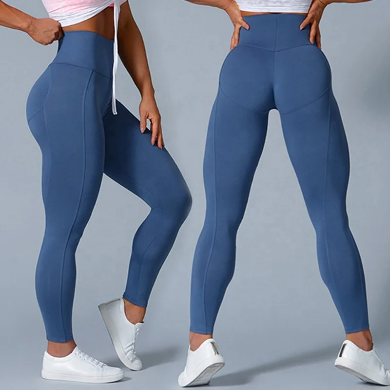 

Sports Womens Gym Leggings Blue Women Legging Pants Workout Athletic Compression Running Nylon Spandex Yoga Leggings