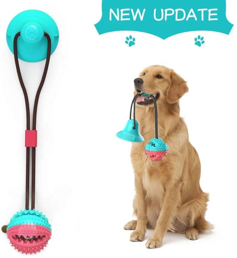 Pet Molar Bite Toy Multifunction Dog Interactive Ropes Toys Self-Playing Rubber Chew Ball With Suction Cup