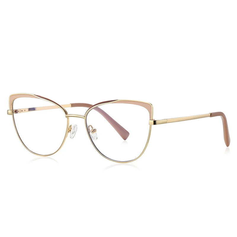 

2023 New Retro Fashion Anti Blue Light Cat Eye Short-Sighted Frame New Frame Eyeglass Cat Eye Glasses Women Metal Rim Optical Ey