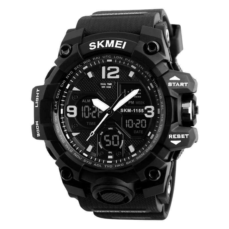 

SKMEI 1155B Sports Men's Watches Analog-Digital Dual Movement Calendar Sunday Luminous 50M Waterproof Fashion Men's Wrist Watch