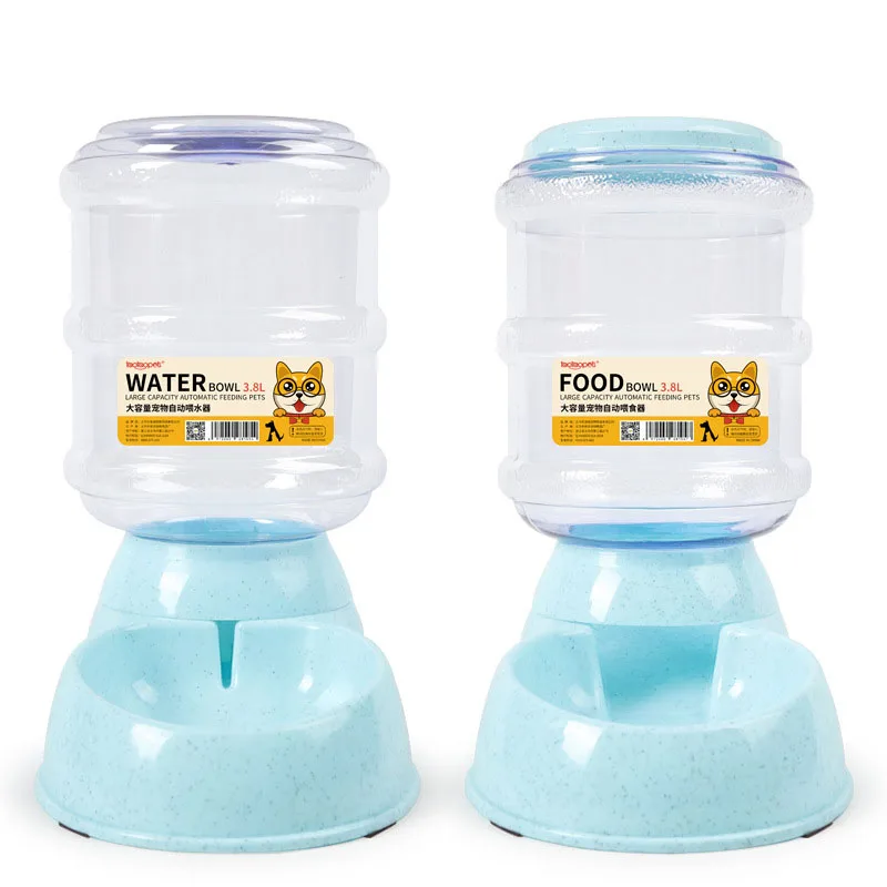 

Amazon Hot Selling Colorful 2in1 Package Automatic Pet Feeder /water Fountain Set Pet Bowls & Feeders Filter The Water 3-35 Days