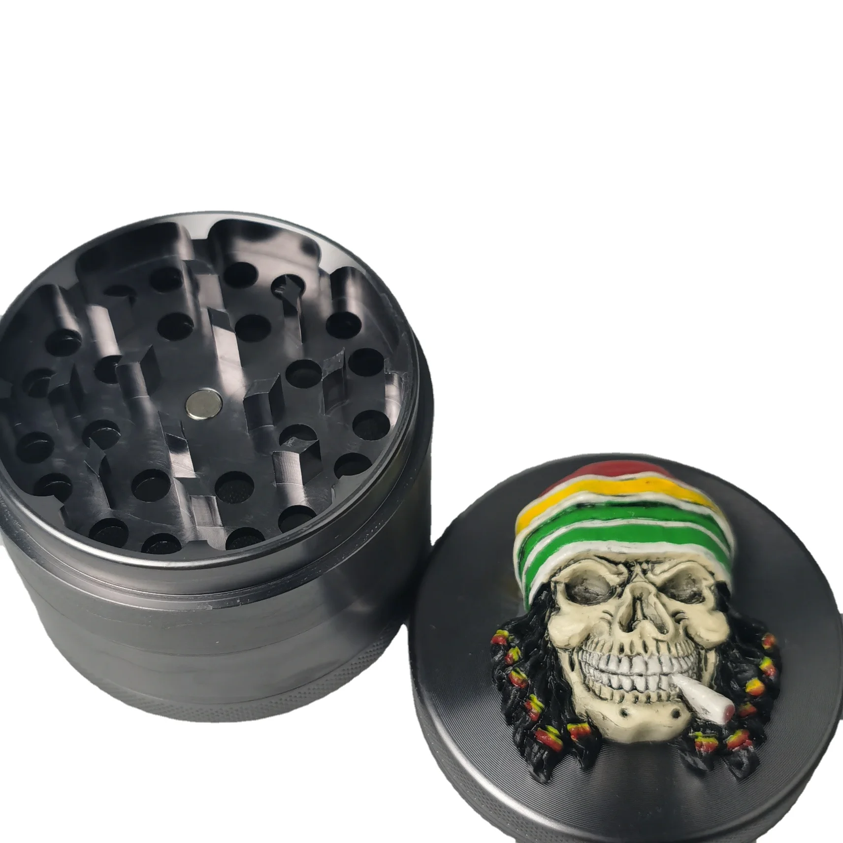 

Colourful 4 Pieces Metal Zinc Alloy Tobacco Grinder Spice Herb Grinder, Mix colors