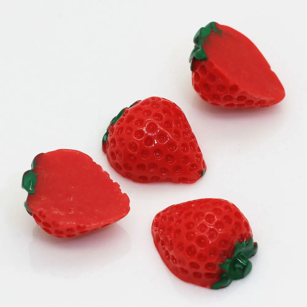 

100Pcs Resin Red Strawberry Flatback Slime Charms Cabochons Buttons Beads For Crafts Scrapbooking Hair Clips DIY Accessories