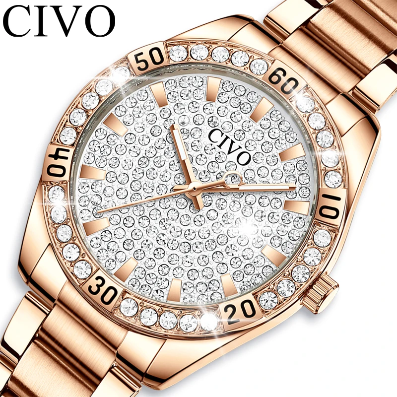 

CIVO Hot Sale Women Rhinestone Watches Casual Fashion Lady Bracelet Diamond Wristwatches Relogio Feminino Gift Clock reloj mujer