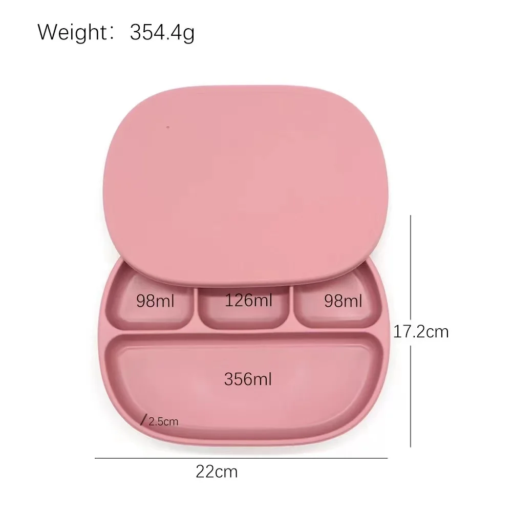 

Non-toxic BPA Free Silicone Grip Dish Divided Plates For Kids Silicone Baby Feed Suction Plate