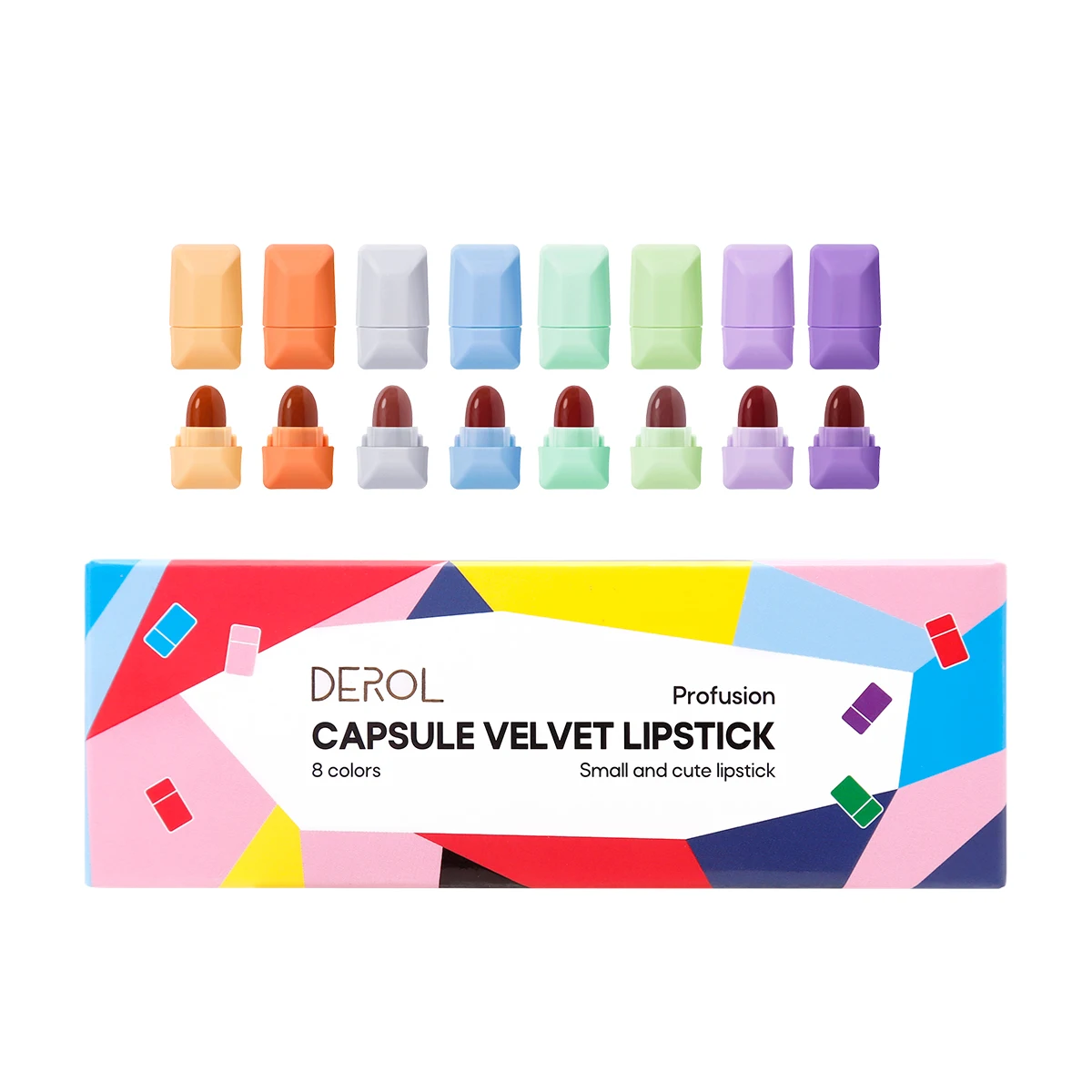 

DEROL 8pcs colorful matte mini capsule lip stick velvet small lipstick set cosmetic