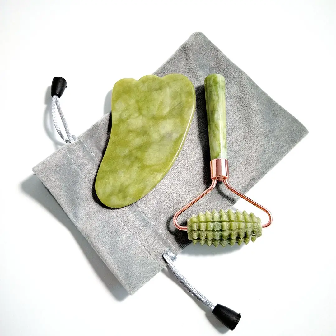 

Manufacturer 100% Natural stone skin AntiAging lift Facial beauty massage Xiuyan jade Guasha and roller for face