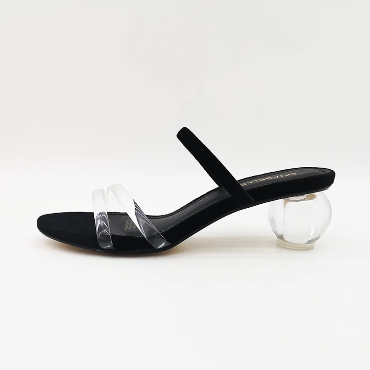 

Hot Selling New Design Pvc Mid High Heel Transparent Sandals Wholesale