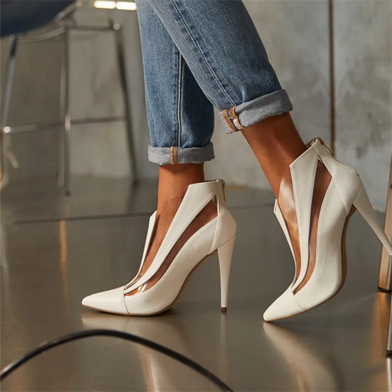 

Women's boots spring 2020 new sexy thin heel super high heels women's shoes fashion pointy nude boots, White black apricot