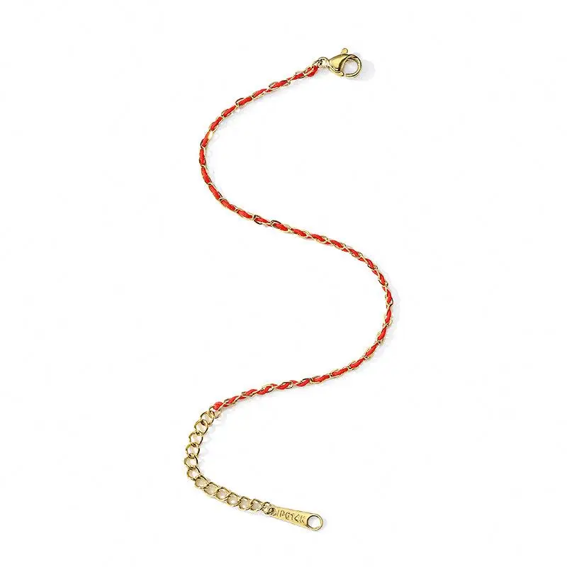 

Fashion design couples gifts red strand bracelet 14K gold plated chain bracelet jewelry