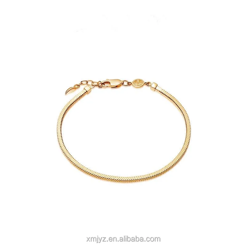 

Certified 18K Gold Bracelet Flat Snake Bone Bracelet AU750 Color Gold Light Luxury Temperament Female Accessories Gift Drainage