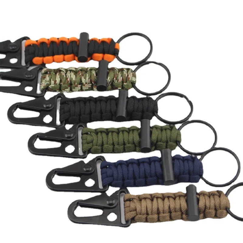 

Supply Military Grade Utility Eagle Hooks Fire Starter Keyring Parachute Rope Survival Keychain