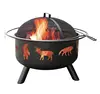 High Quality Metal Round Fire Pit Lowes Black Large 12.5 inches Deep Fire Bowl Wildlife Cutouts Glow Design