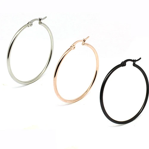 

2022NEW exaggerated simple wild big earrings round coil female classic stainless steel earrings, Silver,golden ,rose golden ,black