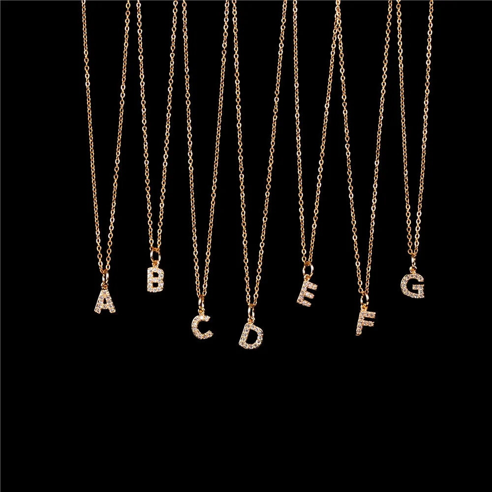 

Women Stainless Steel Alphabet Design Necklaces Charm Jewelry Gold Plated Letter Initial Pendant Chain Necklace
