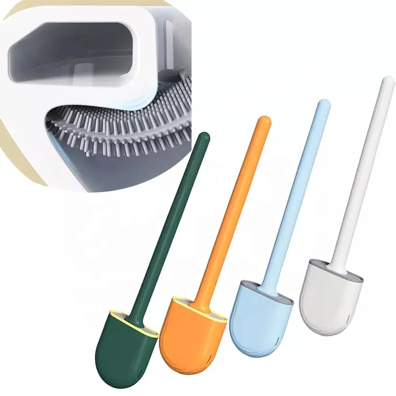 

Wall-Mounted TPR Silicone Toilet Brush Detachable Handle Soft Bristles Brushes Set with Holder Cleaning Tool, Orange, green,blue,white