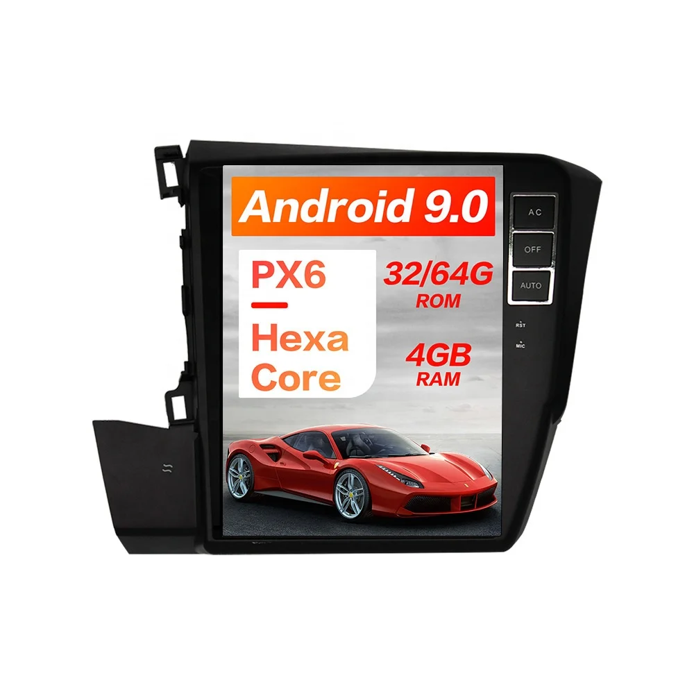 

Aotsr Android 9.0 4G+64GB Tesla Screen PX6 Car Radio Player GPS Navigation Multimedia For Honda Civic 2012-2016