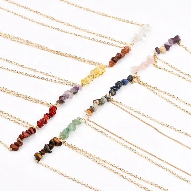 

Natural Crystal Pendant Hand Craft Gemstone Chips Pendant Jewelry Gold plating Necklace For Mineral DIY Gift Jewelry