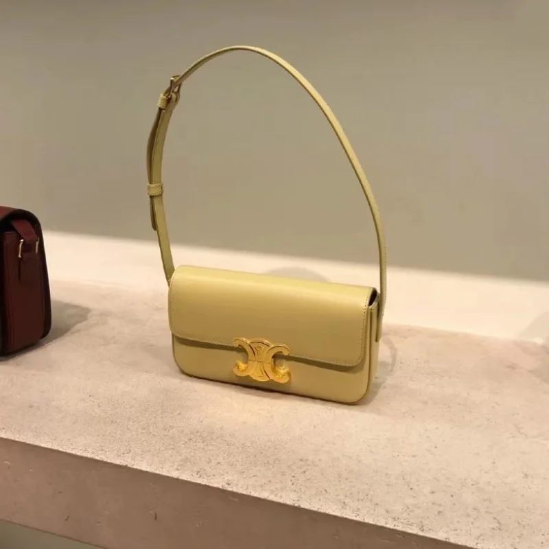 

Genuine Leather Shoulder Handbag Armpit Baguette Tofu Bag Retro Square All-match Female