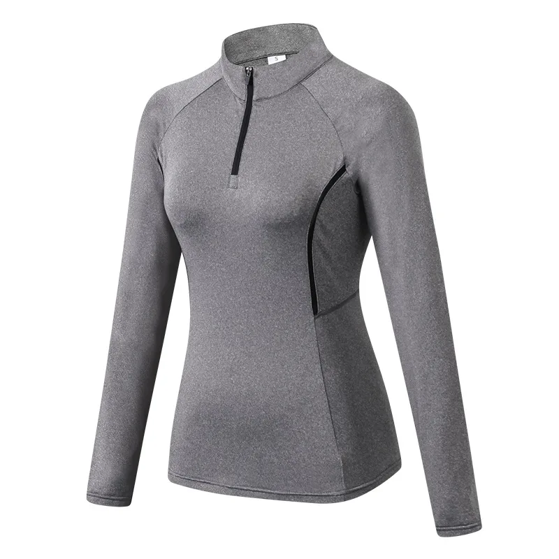 

Autumn Women Gym Comfortable Full Zipper Yoga Jacket Ladies Fast Dry Long Sleeve Sports Active Clothes Fitness Slim Top, Black/grey/light blue/wine red/pink