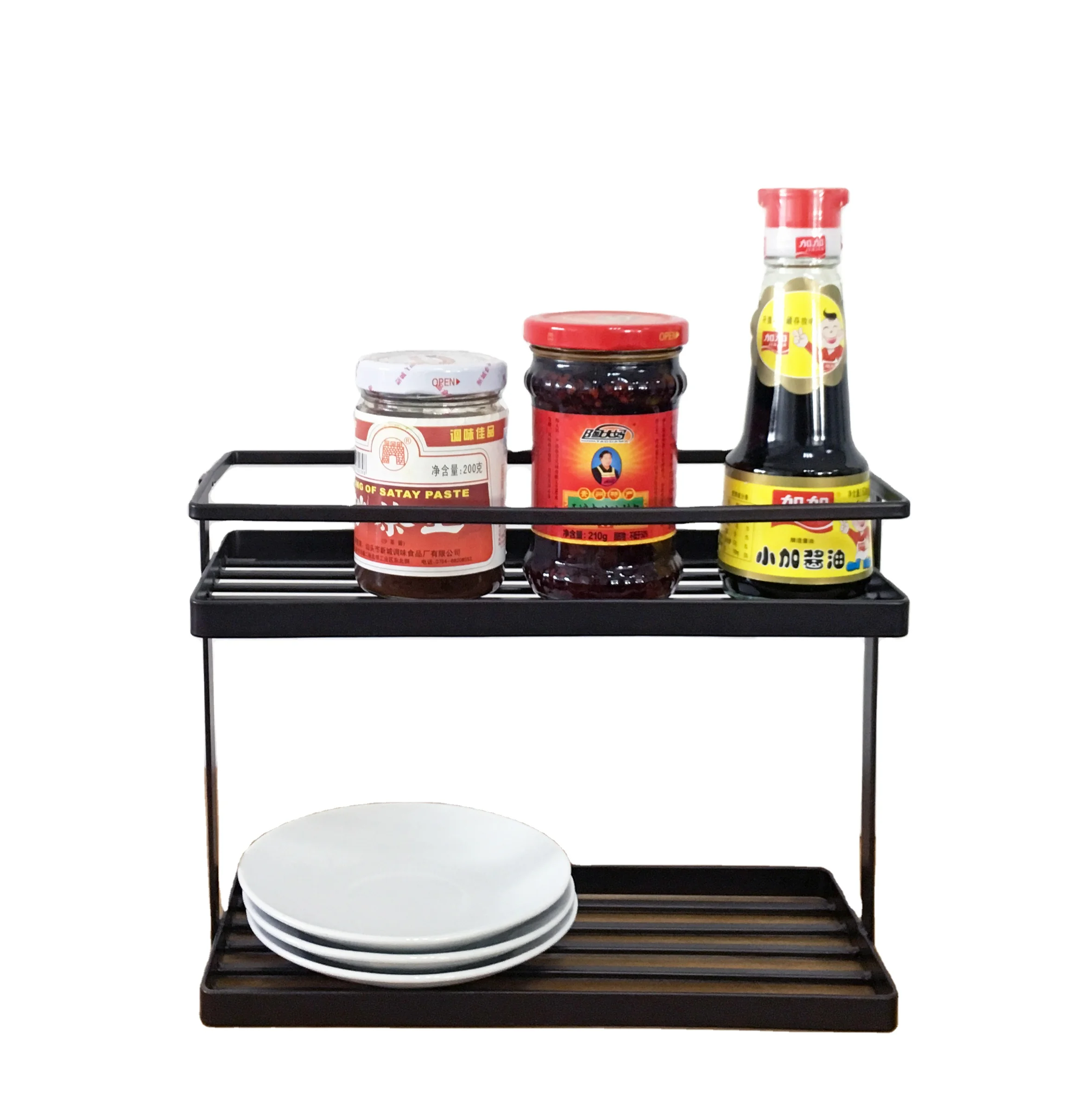 

Organizer Kitchen Jar Holder Storage Spices Jars Metal Double Layer Spice Rack