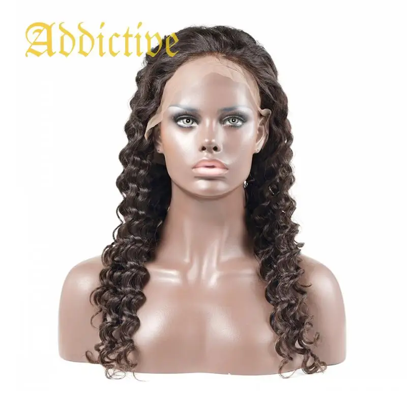 

Addictive Brazilian 360 Deep Wave Glueless Raw Virgin Cuticle Aligned Lace Front Wigs For Black Women Swiss Human Hair Wigs