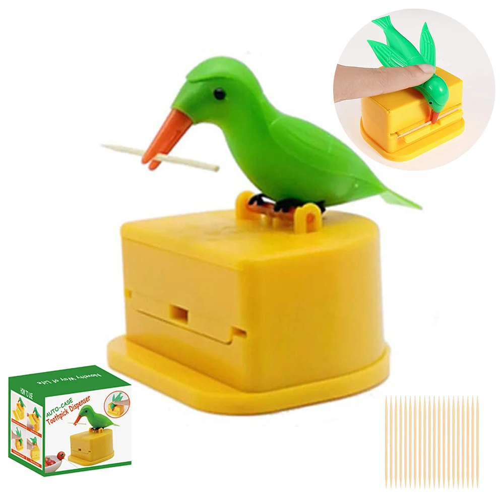 

Bird Toothpick Dispenser Telescopic Automatic toothpick dispenser Toothpick holder decoration the kitchen home party fun gifts, As picture